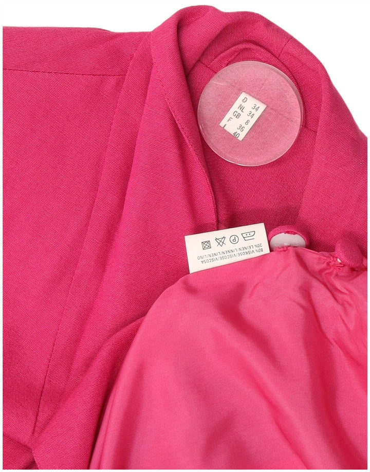 vintage Femme 3 Bouton Blazer Veste UK 8 Petite Viscose Rose