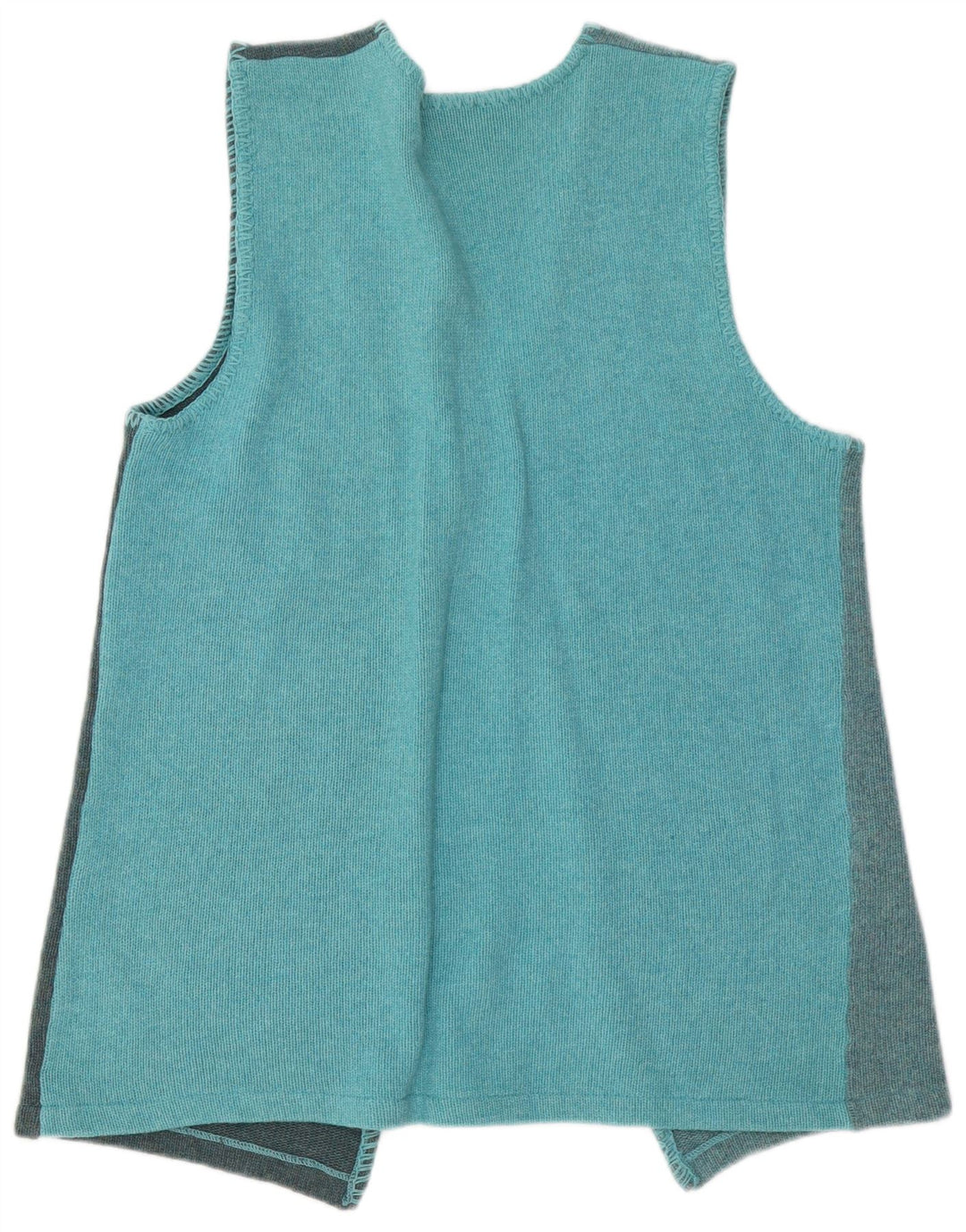VINTAGE Pull Cardigan Femme UK 14 Grand Colorblock Turquoise