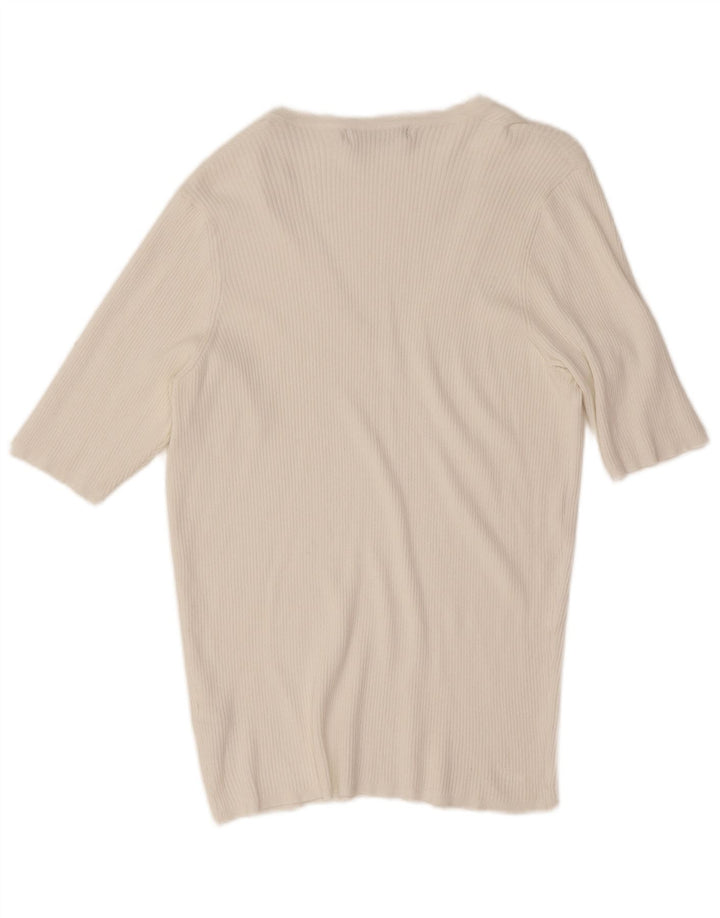 Marks & Spencer T-shirt pour femme UK 16 Large Blanc Viscose