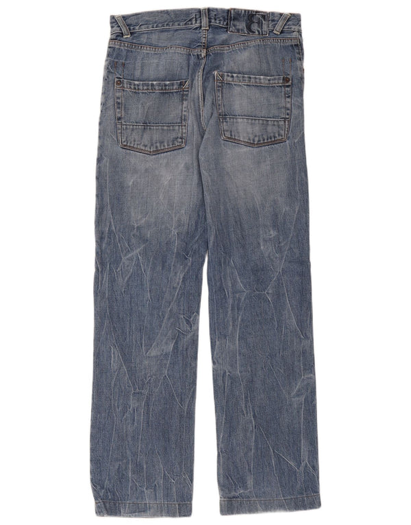 Belfe Mens Straight Jeans W33 L28 Blue Cotton