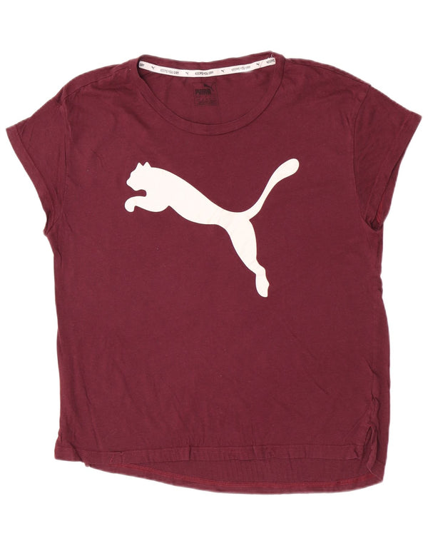 Puma T-shirt graphique régulier à manches courtes pour femme UK 12 Bordeaux moyen