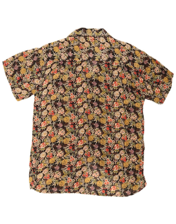 vintage Femme Chemise À Manches Courtes Blouse UK 16 Grand Floral Multicolore
