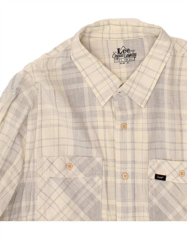 LEE Mens Slim Shirt XL Grey Plaid Cotton Classic Vintage Lee and Second-Hand Lee from Messina Hembry 