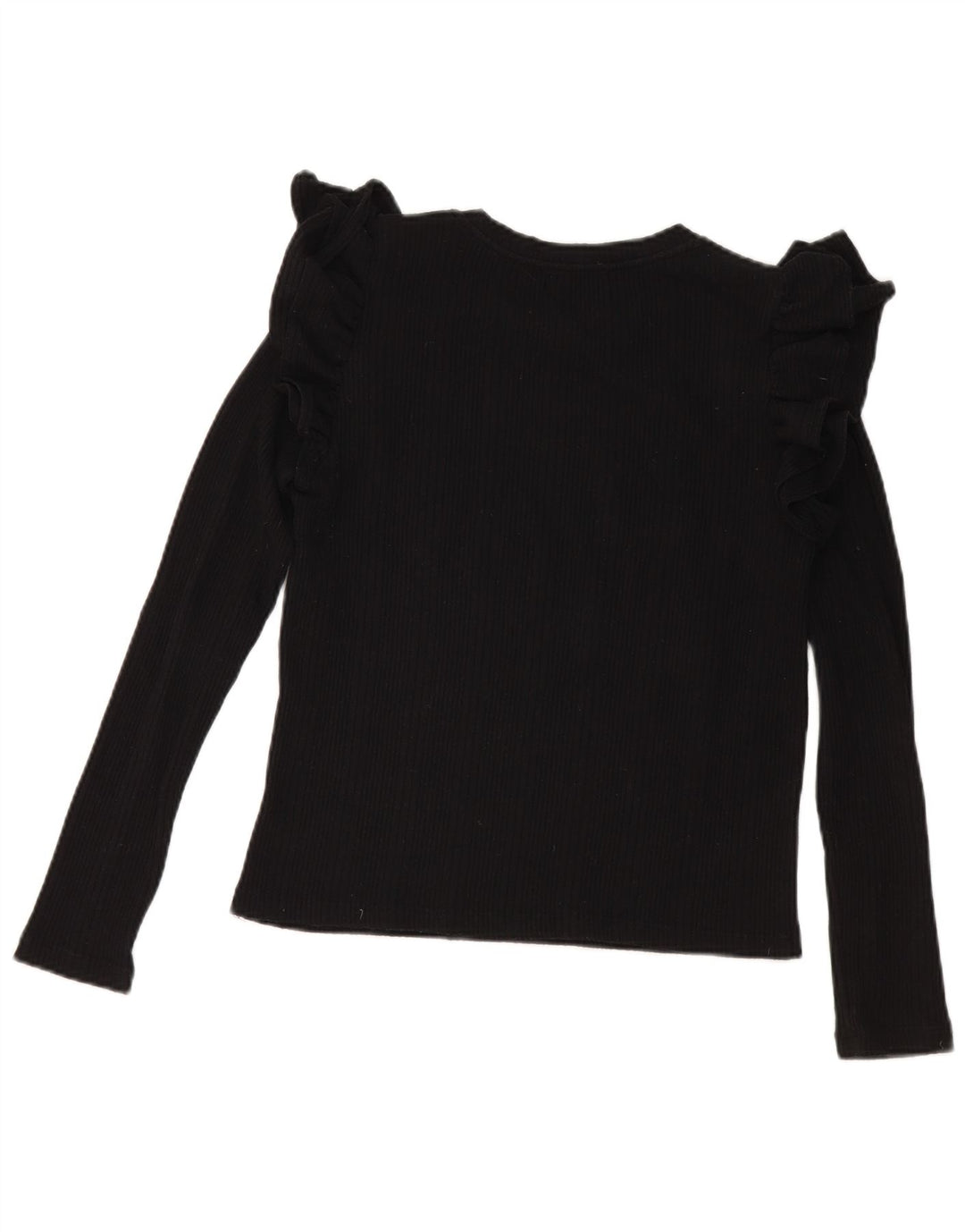 Zara Womens Crop Top Manches Longues UK 12 Moyen Noir
