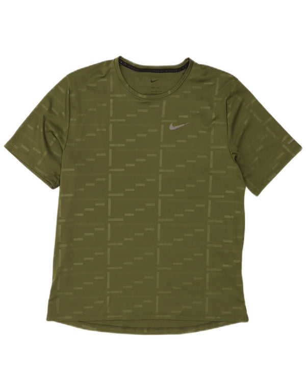 Nike Hommes Dri Fit T-Shirt Haut Grand Vert Géométrique Polyester