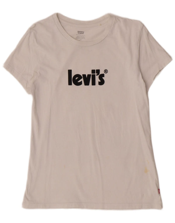 Levi's T-Shirt Graphique Femme UK 10 Small Blanc
