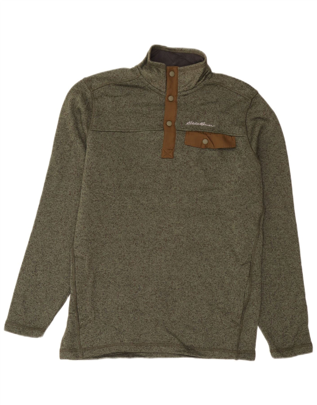 Eddie Bauer Sweat-shirt à col boutonné pour homme Kaki moyen moucheté