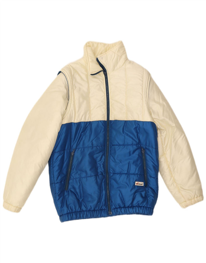 Veste de ski homme vintage UK 36 Petit colorblock blanc cassé