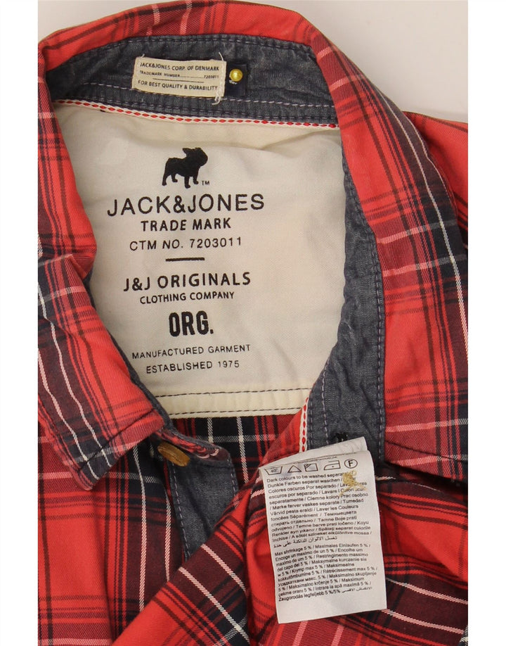 Jack & Jones Chemise à Manches Courtes Homme Rouge Moyen à Carreaux en Coton
