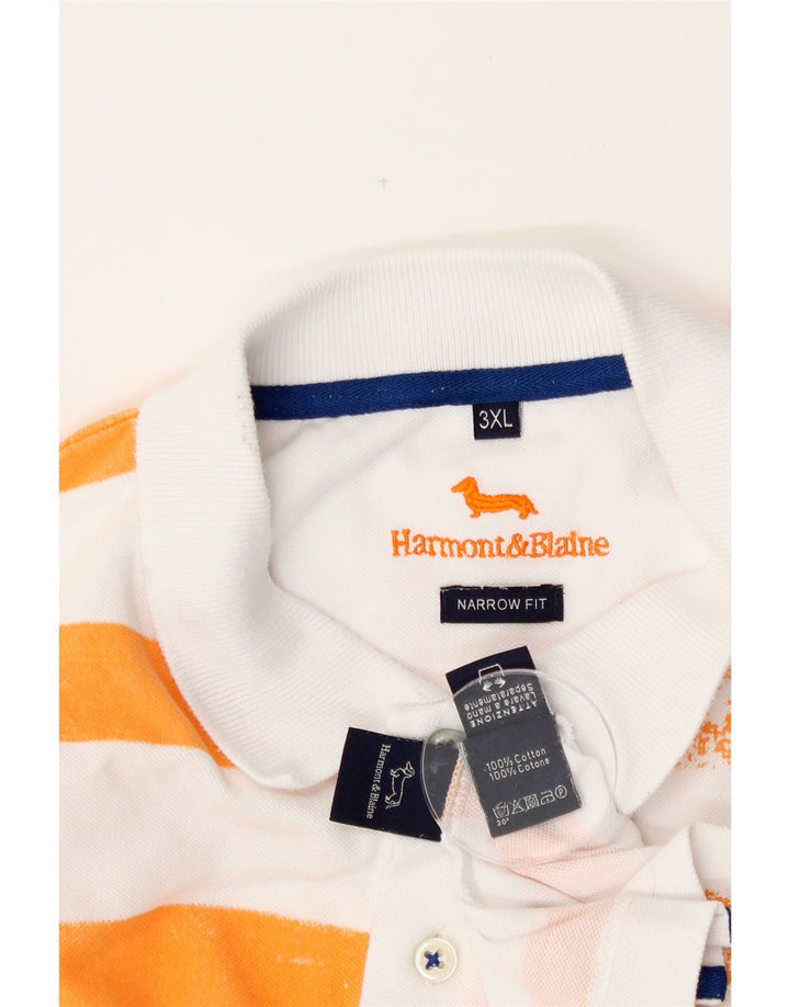 HARMONT & BLAINE Polo homme coupe étroite 3XL coton rayé blanc
