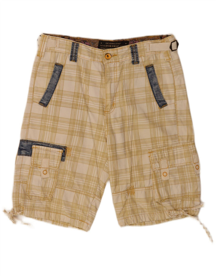 vintage Mens Regular Cargo Shorts IT 48 Moyen W34 Beige Plaid