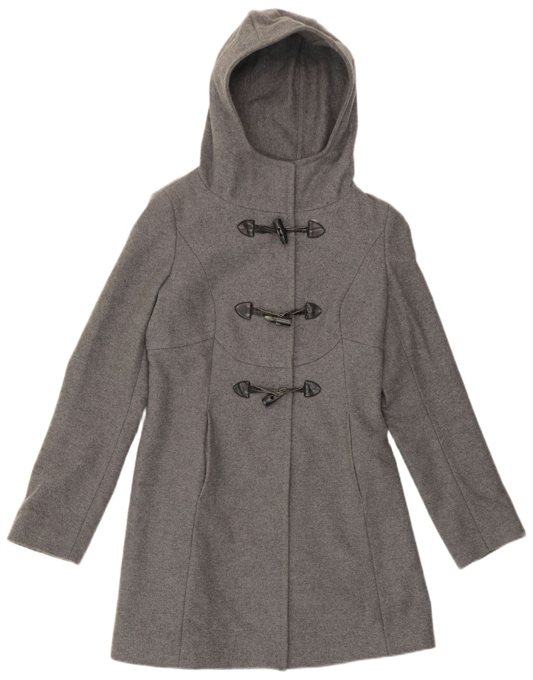 Benetton Duffle Coat À Capuche Femme IT 40 Small Gris Laine