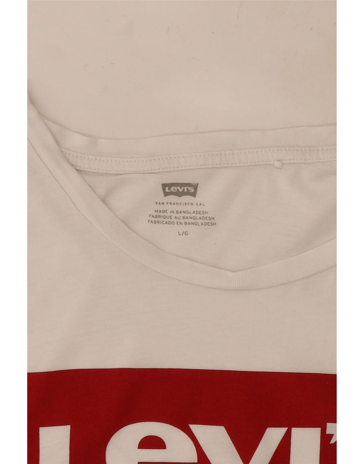 LEVI'S T-shirt graphique pour femme UK 16 Large Blanc