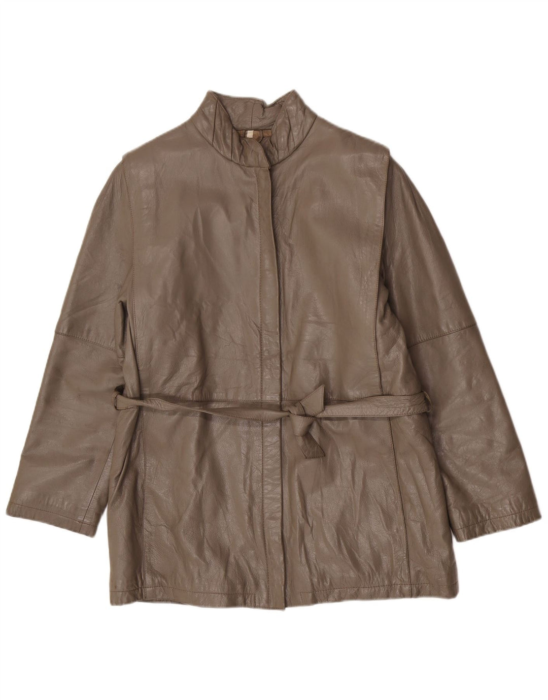 vintage Femme Regular Fit Veste IT 46 Grand Cuir Gris Classique