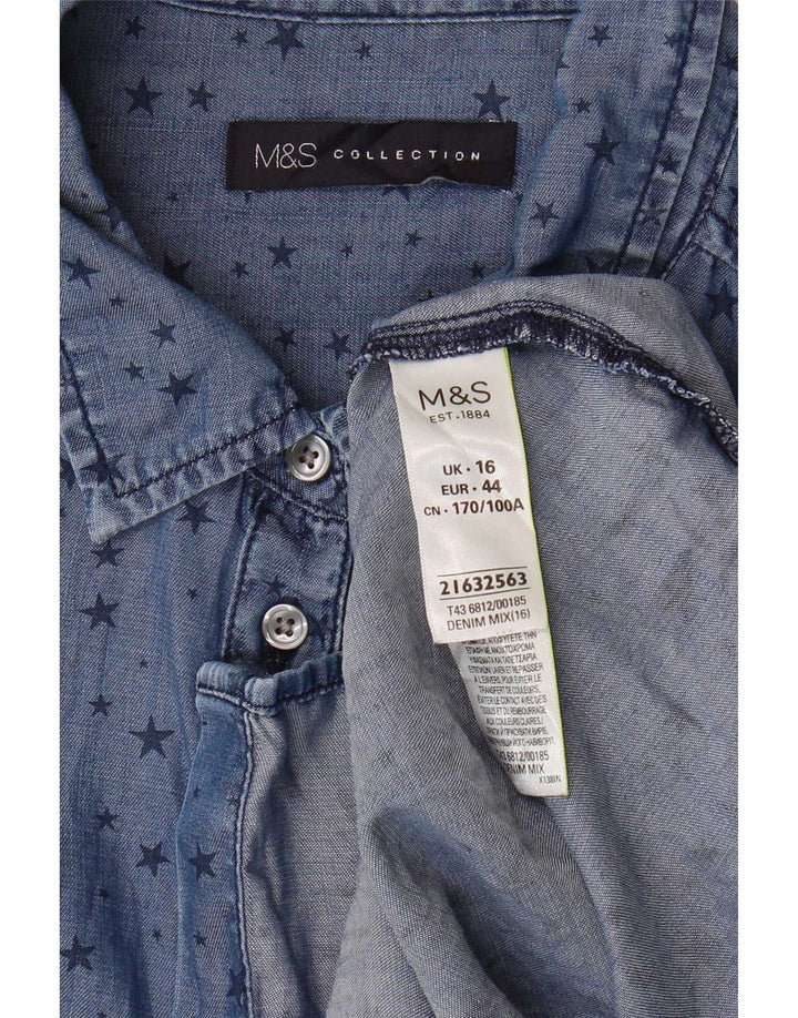 Marks & Spencer Chemise longue à motif abstrait pour femme UK 16 Large Bleu