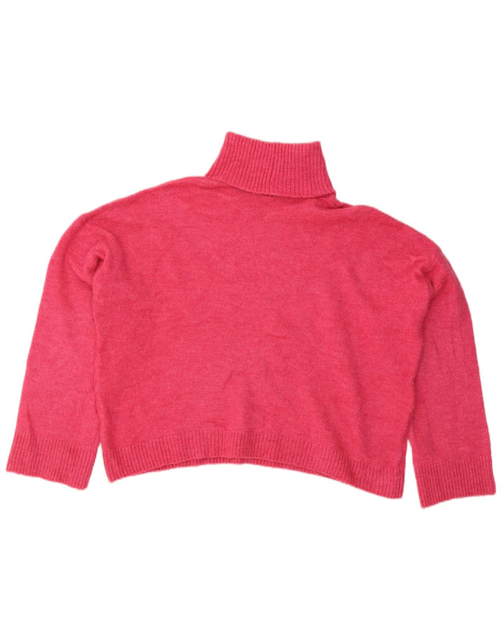 Zara Pull court surdimensionné à col roulé pour femme UK 14 Rose moyen