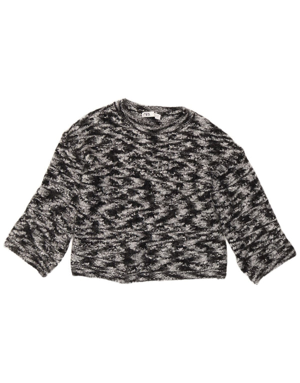 Zara Pull à manches 3/4 et col bateau pour femme - Noir moyen - Tie Dye