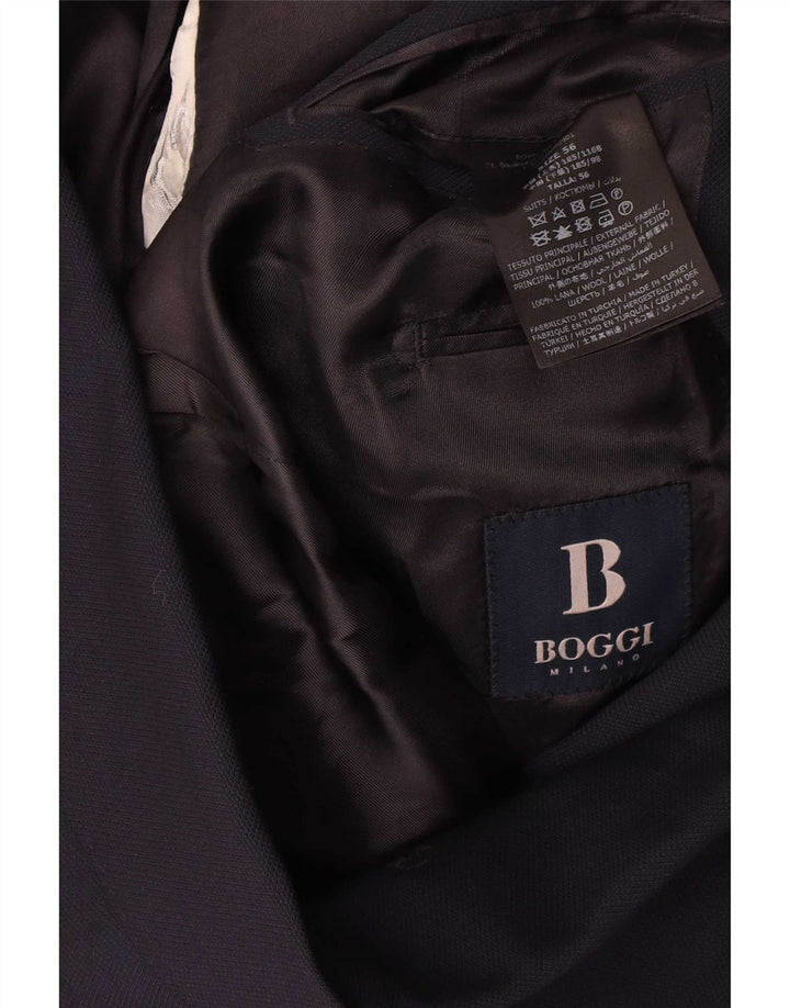 Boggi Hommes Milano 2 Bouton Blazer Veste IT 56 3XL Bleu Marine Laine