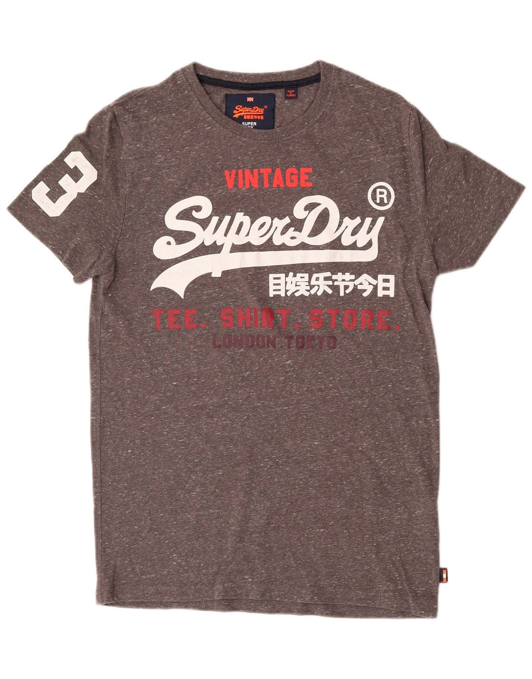 Superdry T-Shirt Graphique Homme Gris Moyen Moucheté Coton