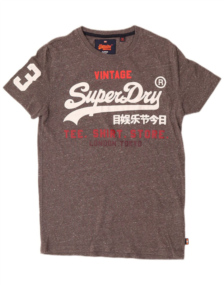 Superdry T-Shirt Graphique Homme Gris Moyen Moucheté Coton