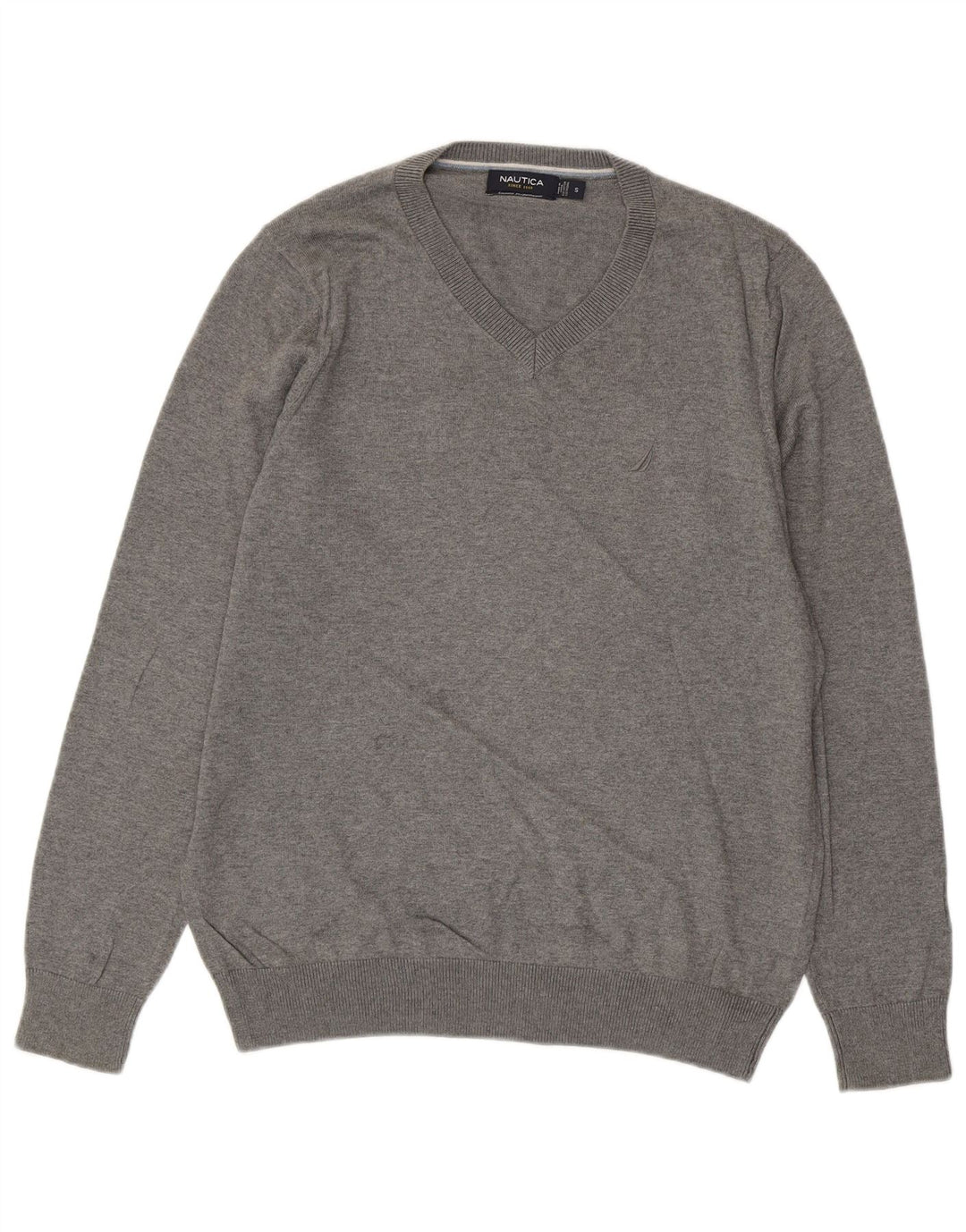 NAUTICA Pull col V pour homme en coton gris Taille S