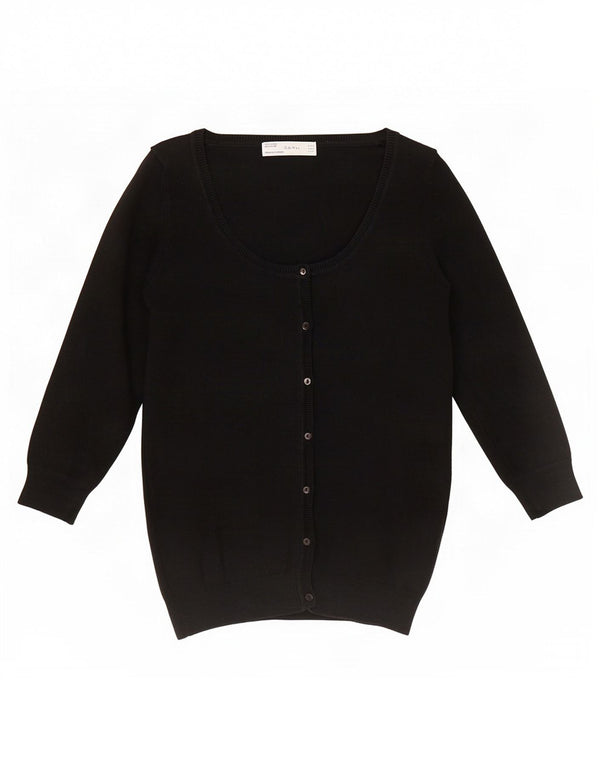 Zara Womens Cardigan à manches 3/4 Pull UK 10 Petit Coton Noir