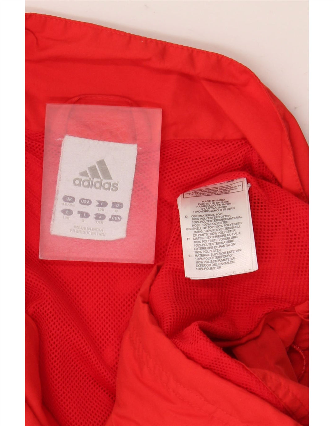 ADIDAS Veste de Pluie Homme UK 46/48 XL Rouge Colorblock Polyester