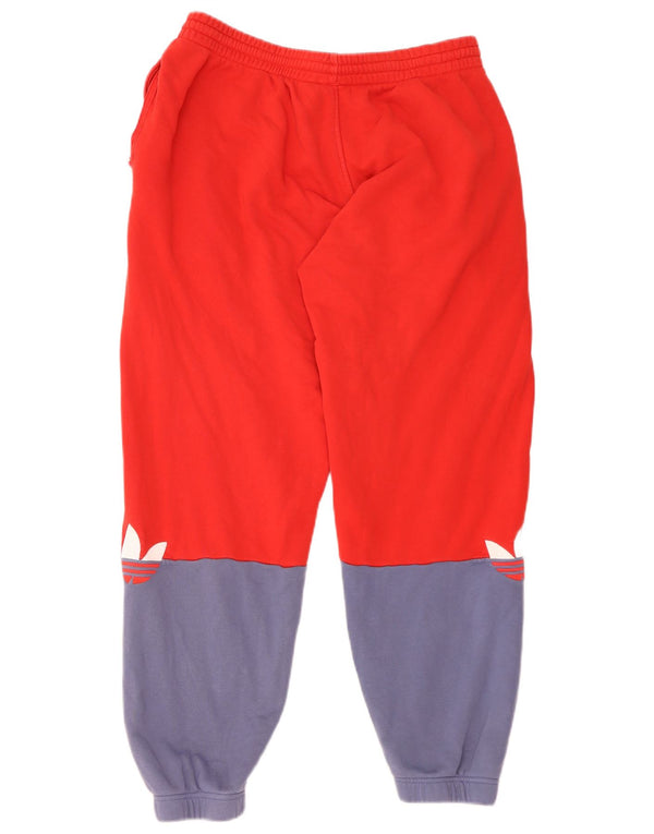 Adidas Pantalon de survêtement graphique pour homme en coton color block Rouge Taille L