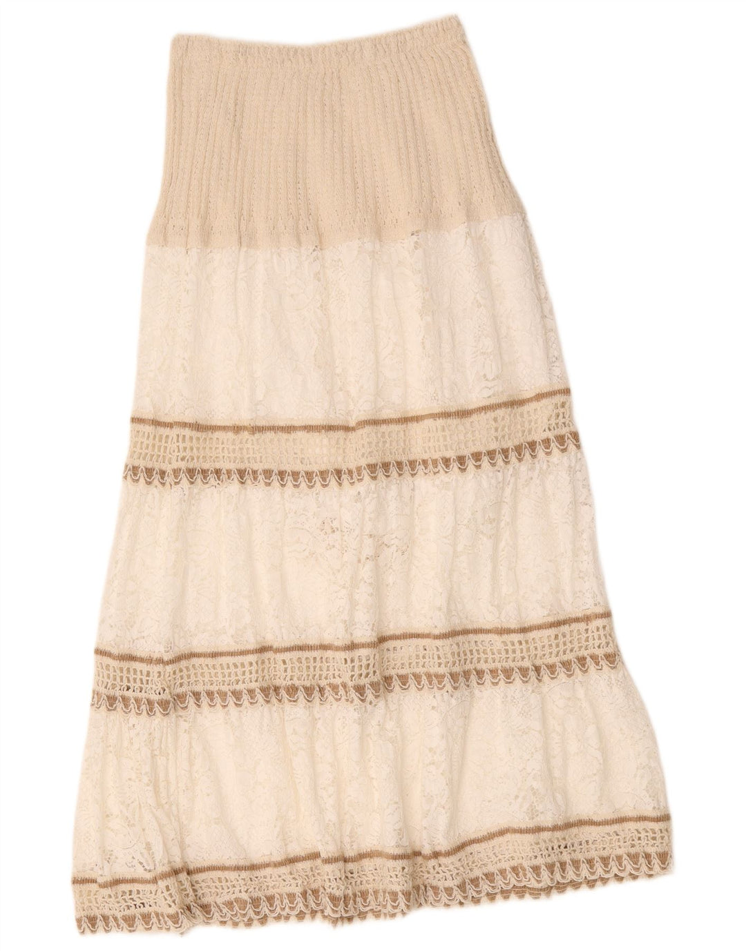 vintage Womens Maxi Tiered Jupe W26 Petit Blanc Rayé
