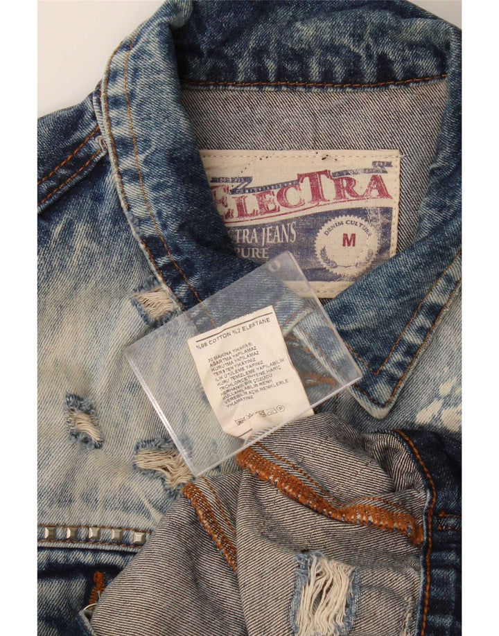 vintage Mens Distressed Denim Jacket UK 38 Coton Bleu Moyen