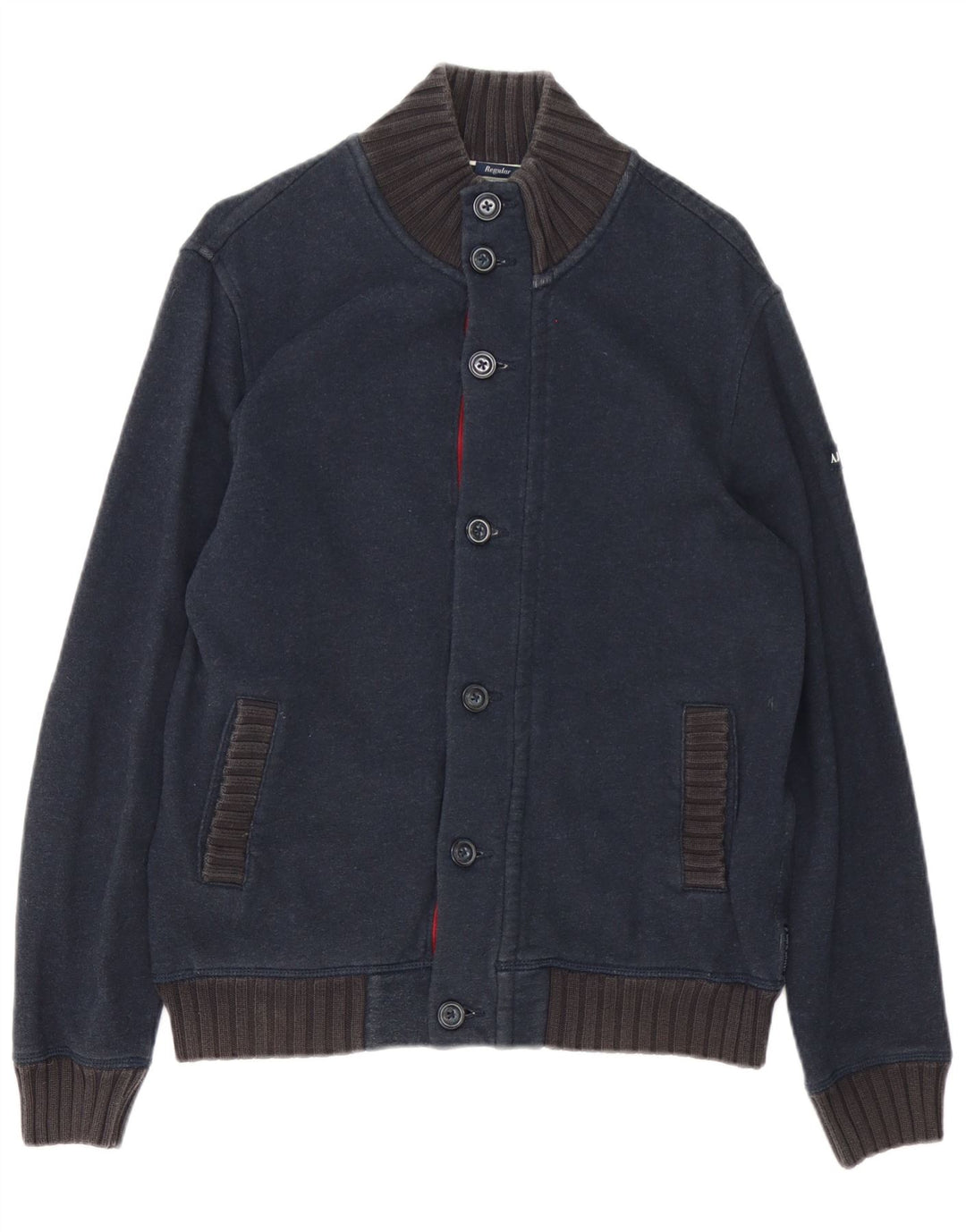Armani Jeans Cardigan Homme Pull Large Bleu Marine Coton
