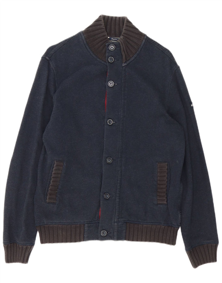 Armani Jeans Cardigan Homme Pull Large Bleu Marine Coton