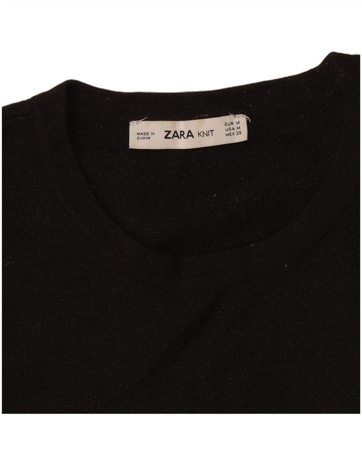 Zara T-shirt court pour femme UK 12 Noir moyen