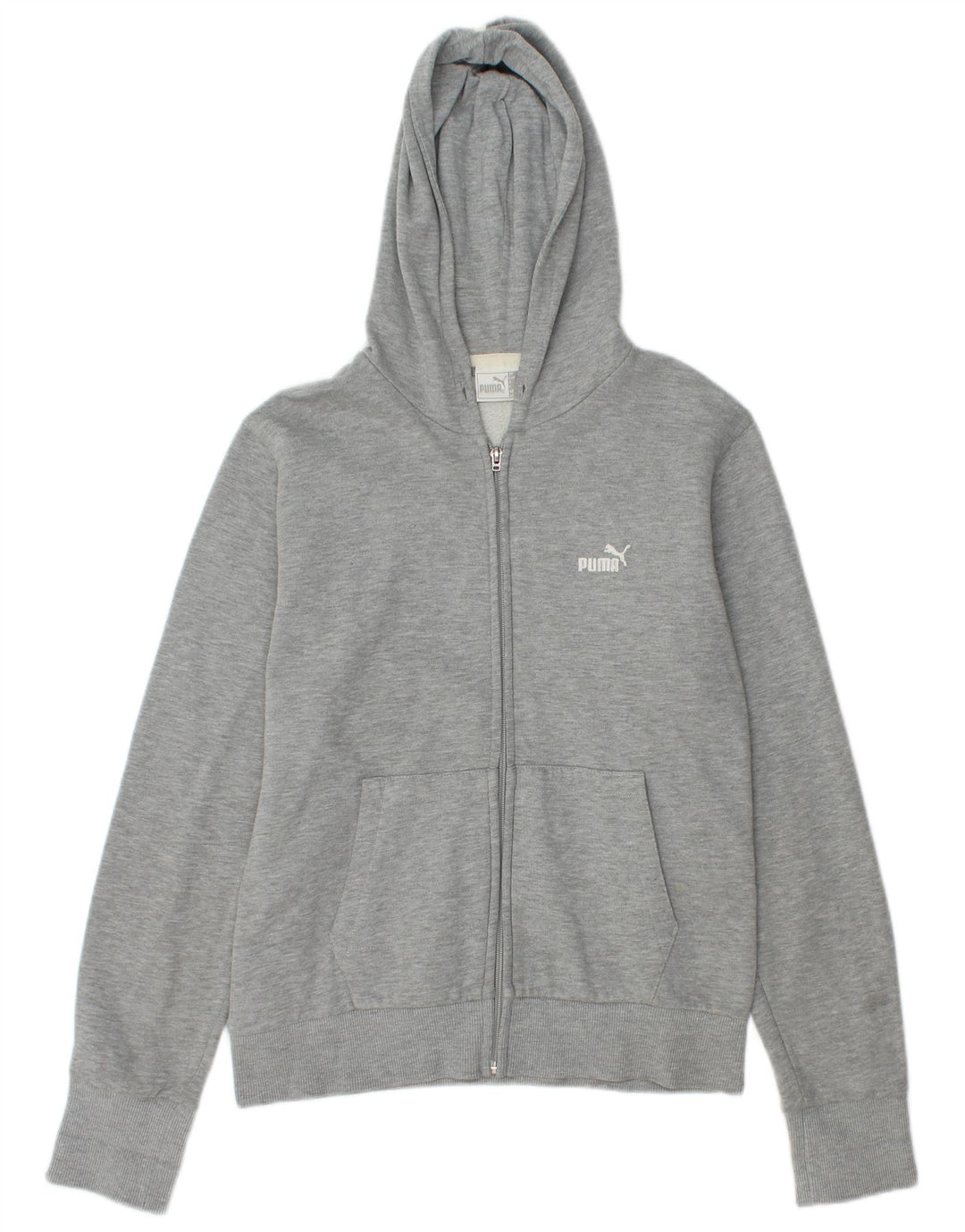 Puma Pull à capuche zippé pour femme UK 14 Gris moyen moucheté