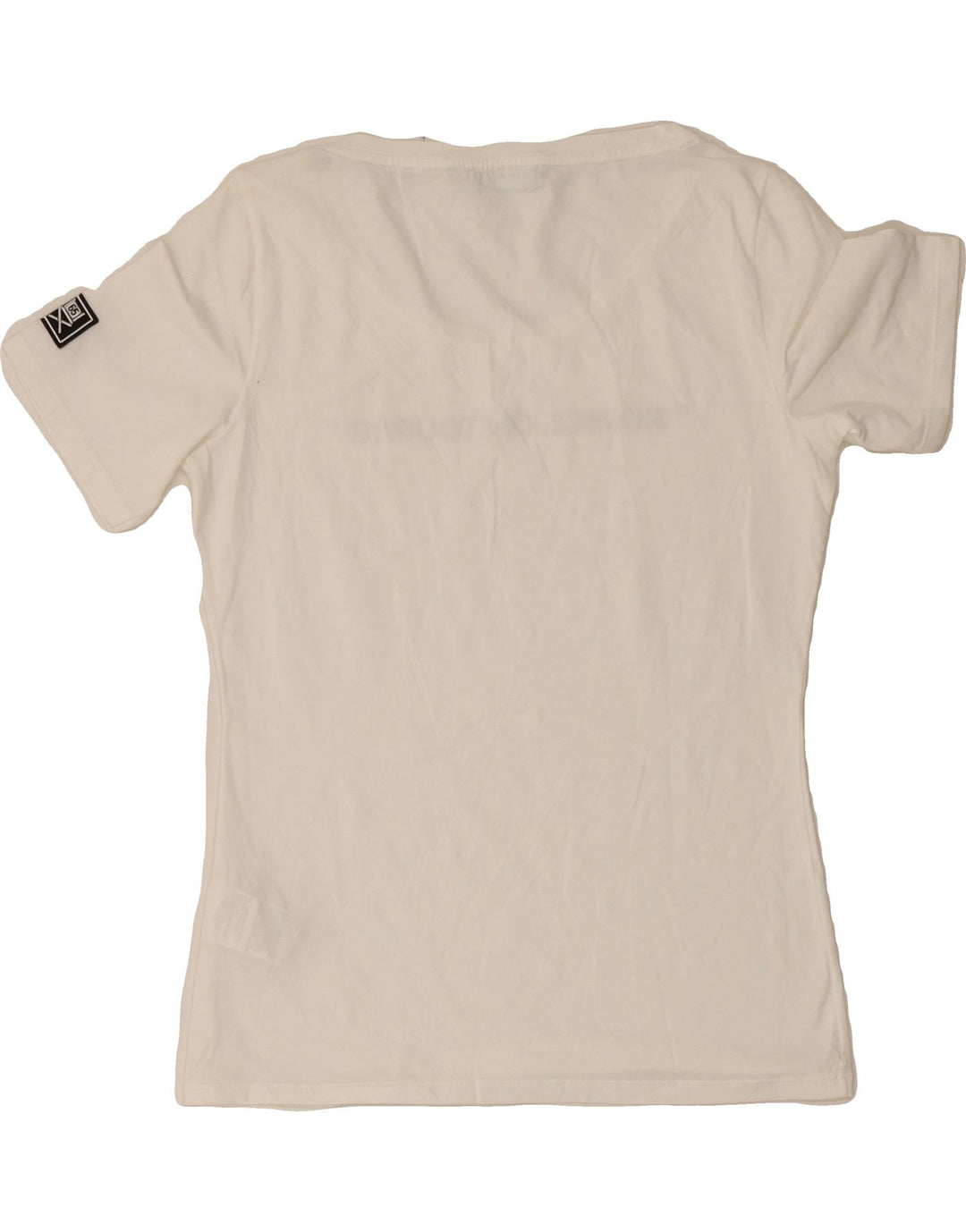 BENETTON Womens Graphic T-Shirt Top UK 12 Medium White Cotton Vintage Benetton and Second-Hand Benetton from Messina Hembry 