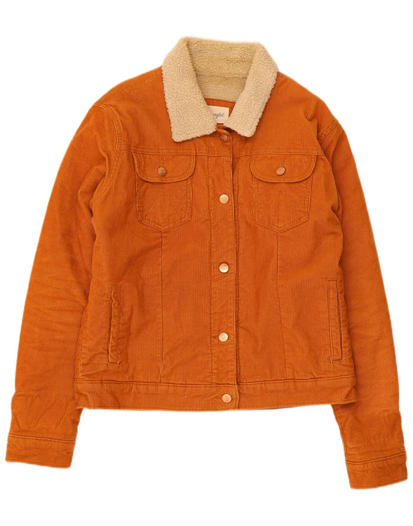 Wrangler Veste en velours côtelé Sherpa pour femme UK 14 Large Orange Coton