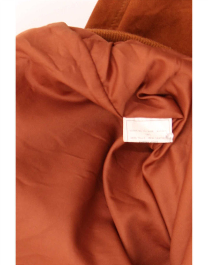vintage Mens Suede Bomber Jacket IT 56 3XL Cuir Marron