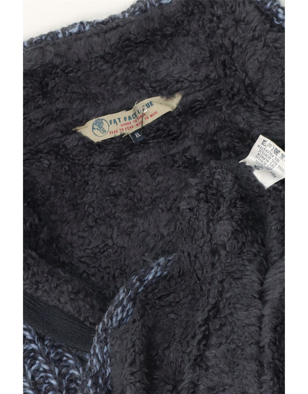 Fat Face Pull col zippé pour homme XL en laine mouchetée bleu marine