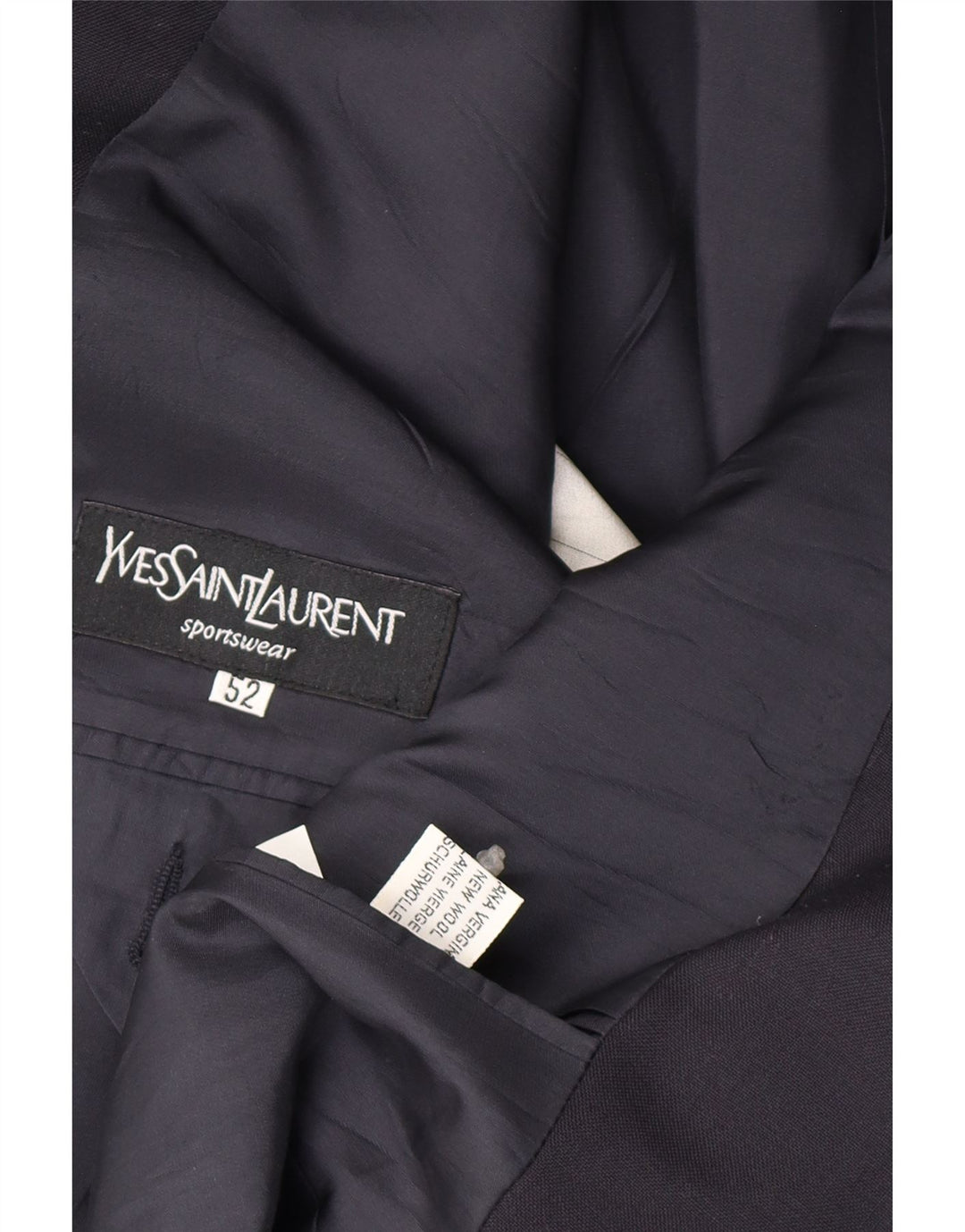 Yves Saint Laurent Veste Blazer 2 Boutons Homme IT 52 XL Bleu Marine Laine Vierge