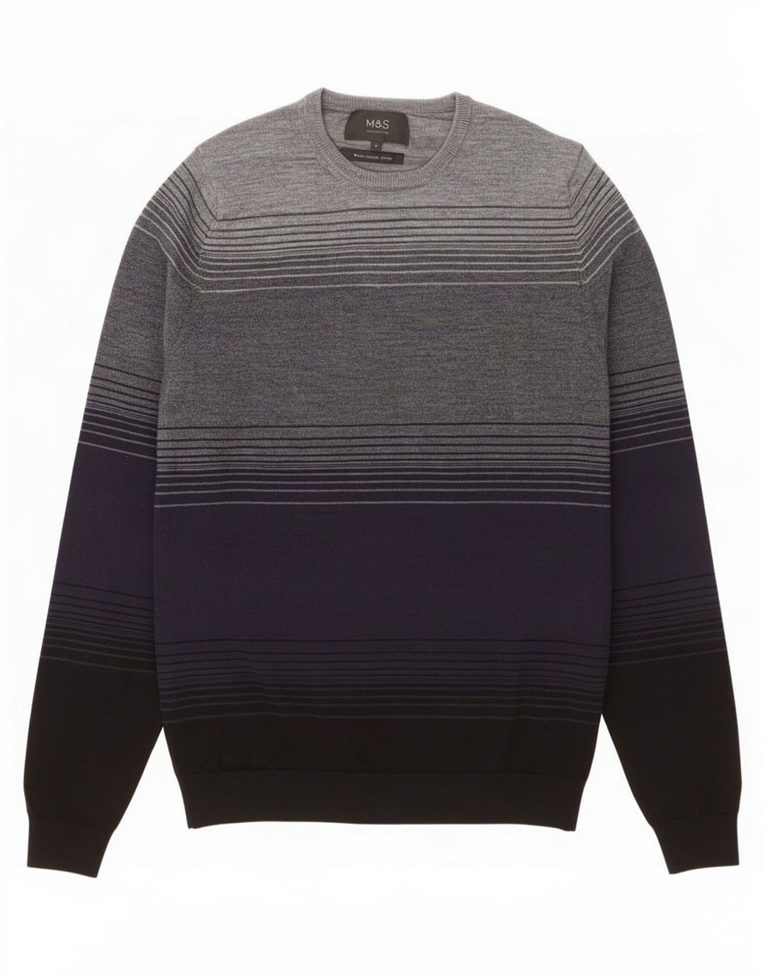Marks & Spencer Pull à col rond pour homme Bleu marine moyen Colourblock