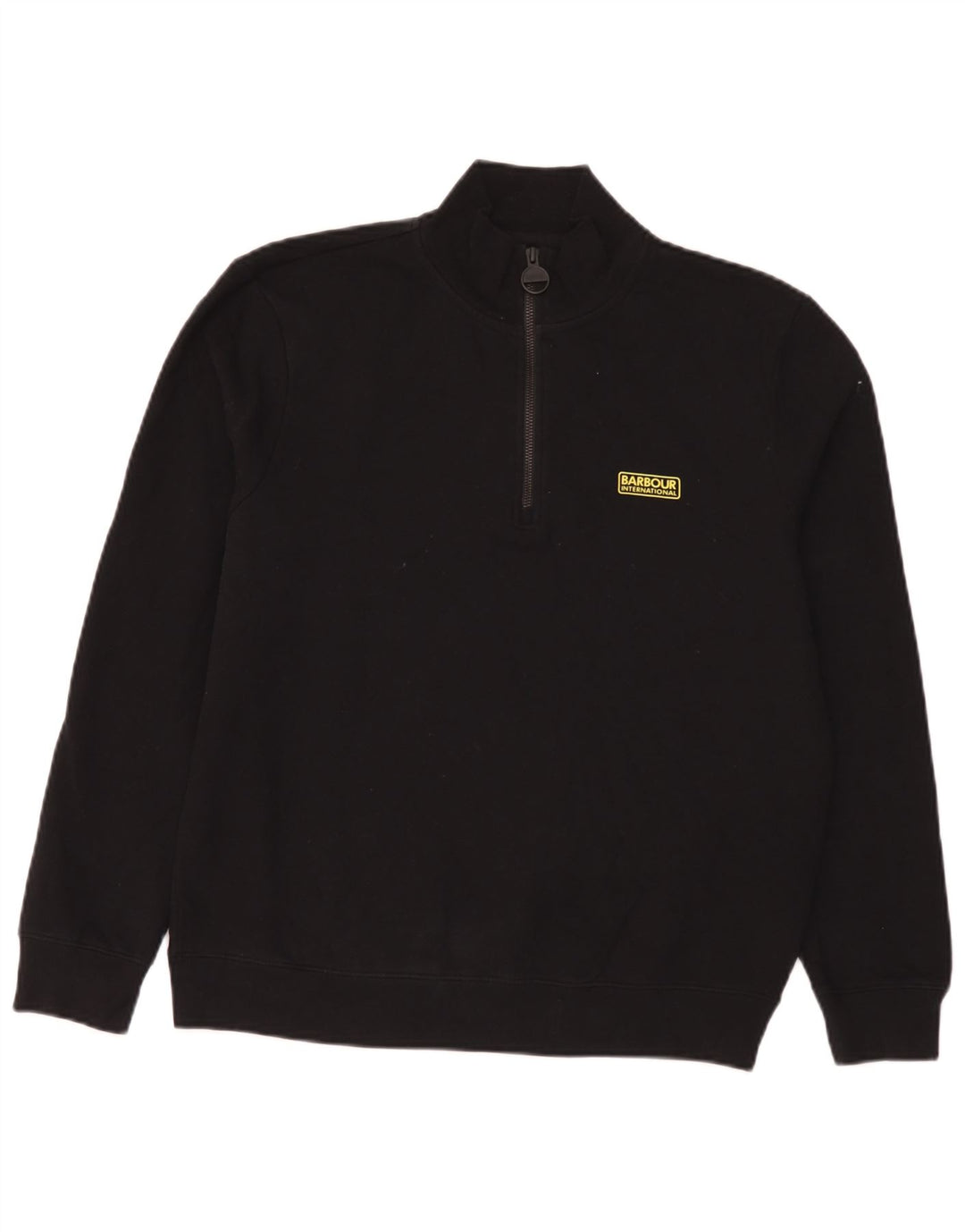 Barbour Mens Zip Neck Sweatshirt Jumper XL Noir Coton