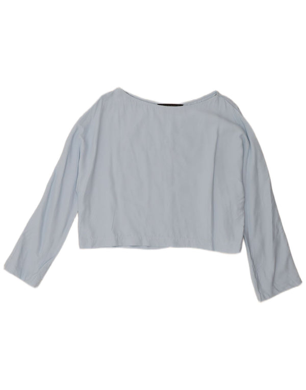 Zara Womens Crop Blouse Top UK 14 Large Bleu Viscose