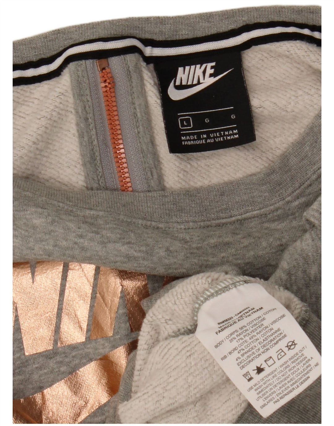 Nike Femme Crop Graphic Sweat-shirt surdimensionné UK 16 Grand Gris