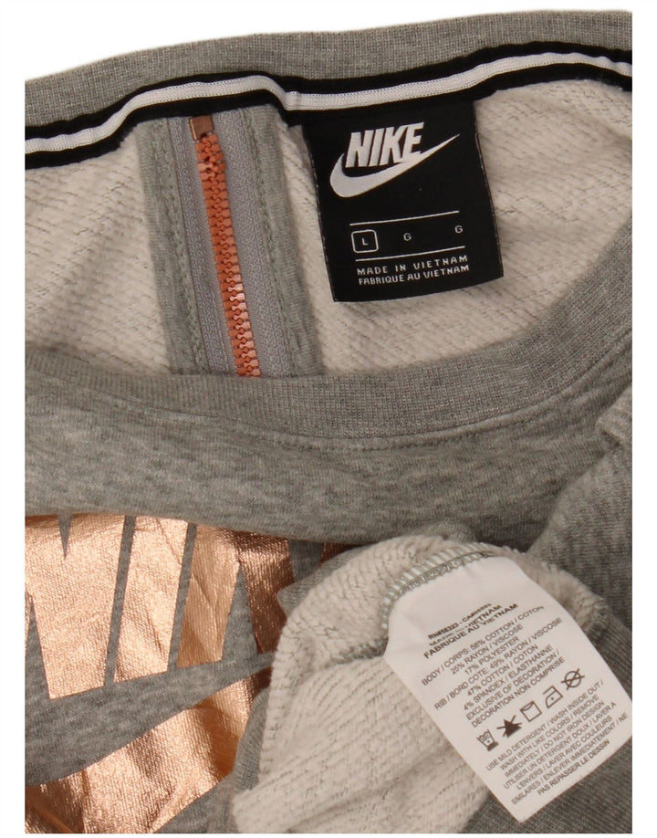 Nike Femme Crop Graphic Sweat-shirt surdimensionné UK 16 Grand Gris