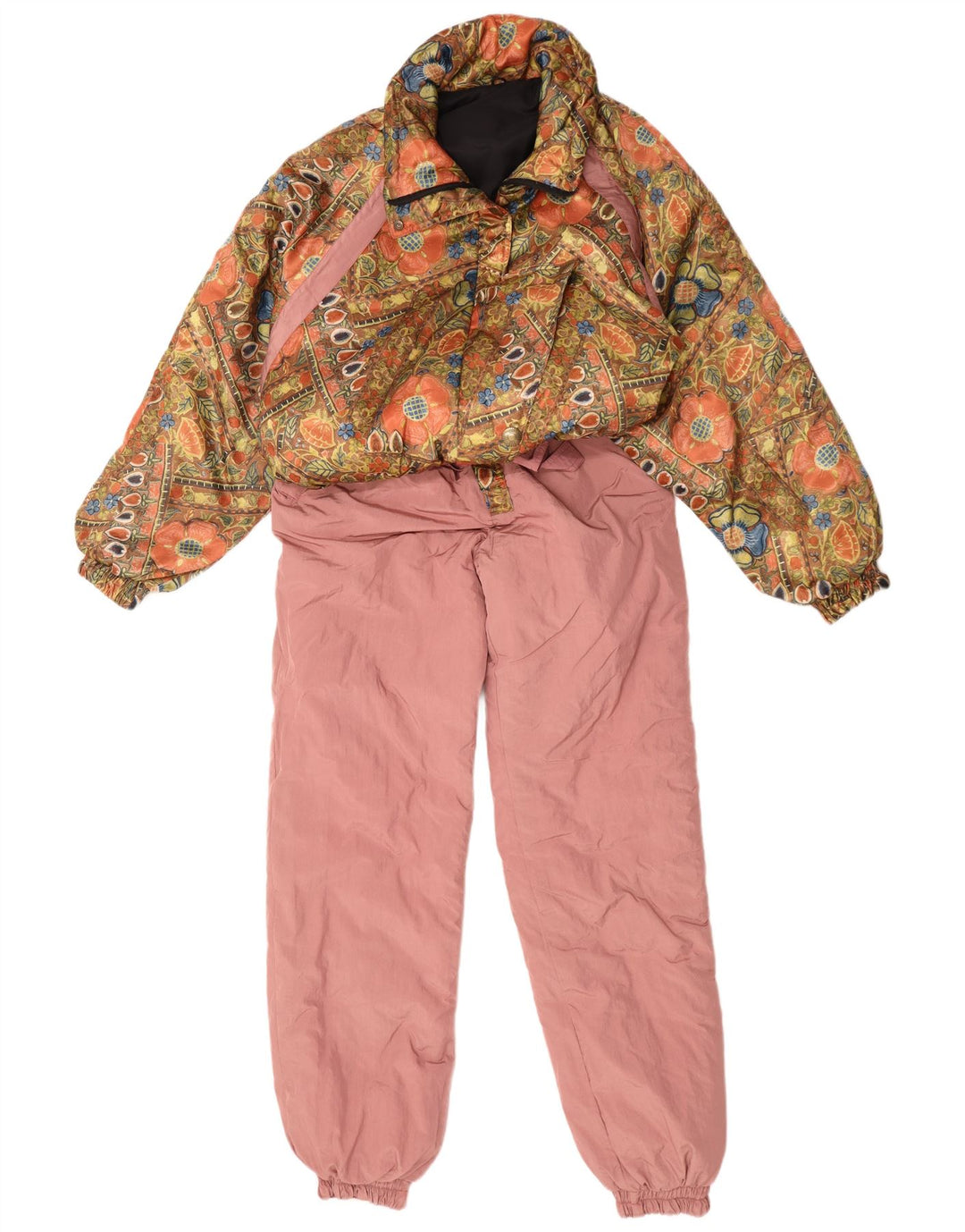 combinaison de ski femme vintage UK 14 Polyester floral rose moyen