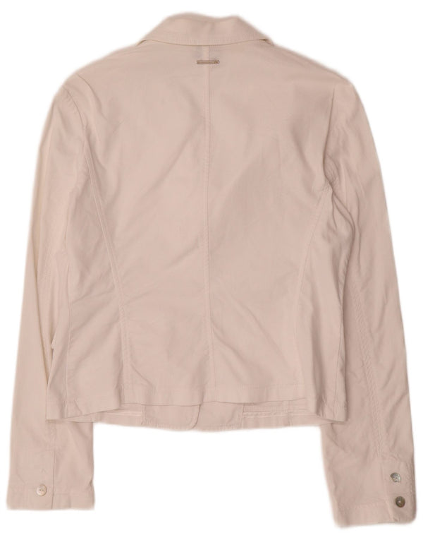 Trussardi Jeans Veste Blazer 3 Boutons Femme IT 44 Coton Blanc Moyen