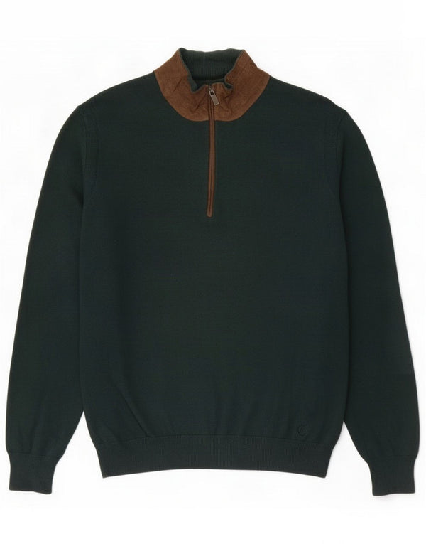 Massimo Dutti Pull col zippé pour homme Grand coton vert