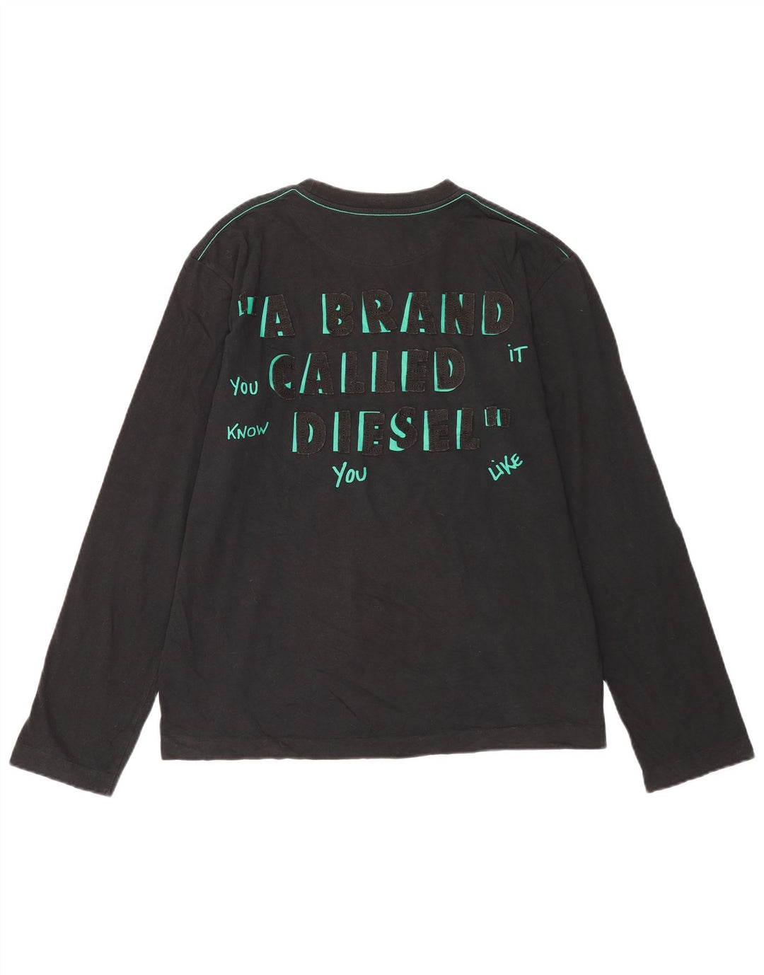 Diesel Haut Graphique Homme Manches Longues XL Coton Noir