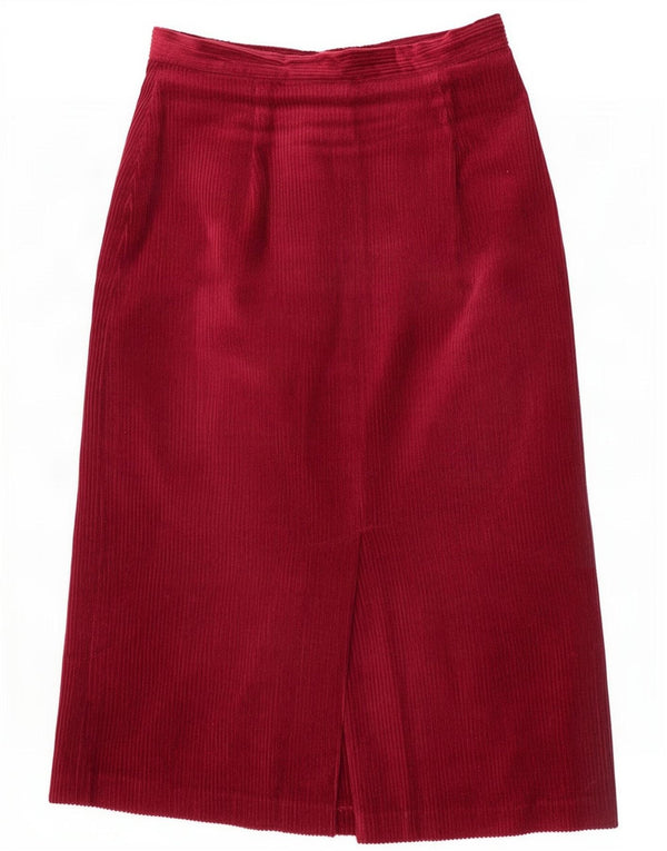 jupe velours côtelé femme vintage UK 14 Moyen W28 Coton Bourgogne
