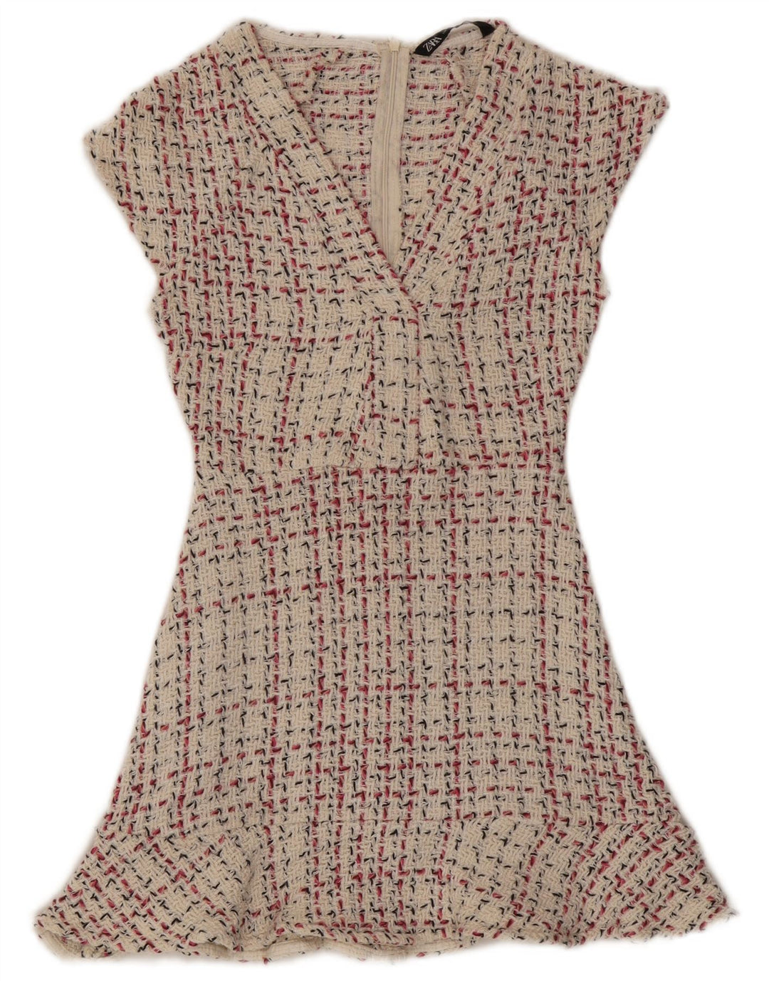 Zara Robe trapèze pour femme UK 8 Petit carreaux beiges